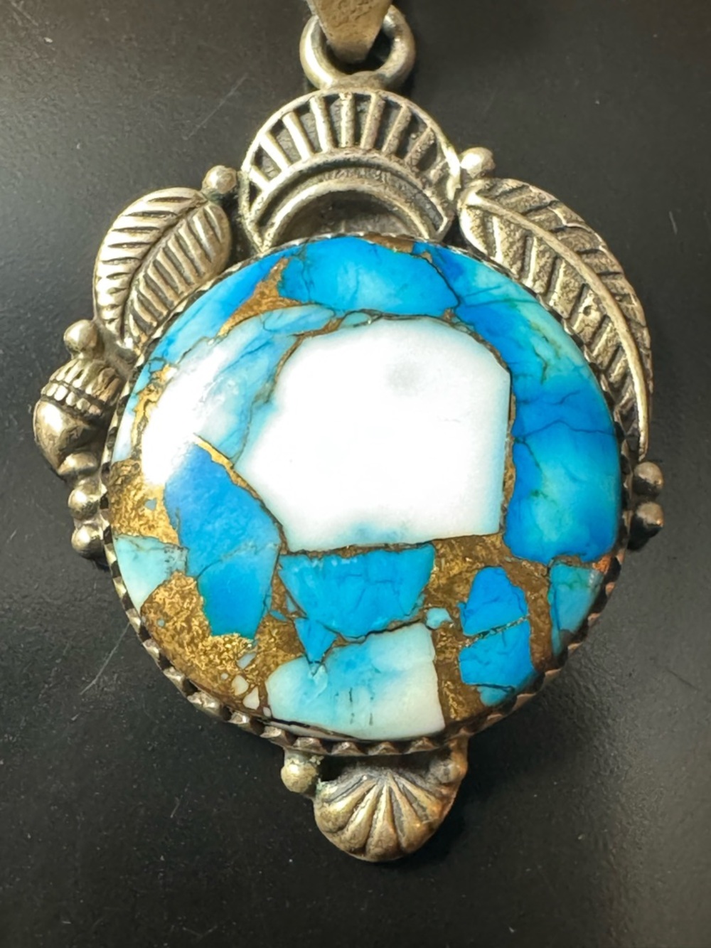 Sterling Silver Turquoise Pendant in Sawtooth Bezel